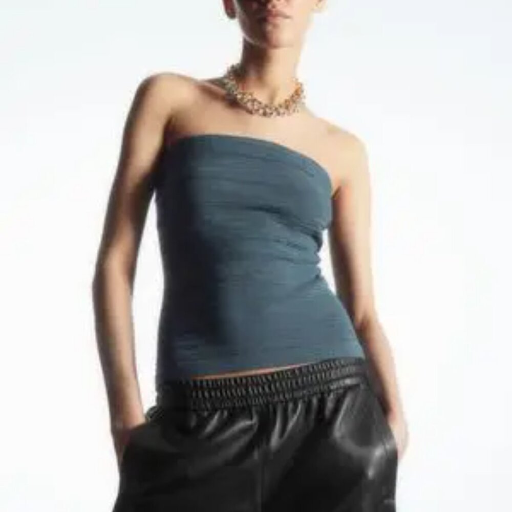 textured bandeau top - turquoise - Picture 2 of 6